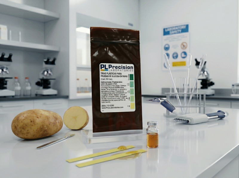 TIRAS PLÁSTICAS PARA PRUEBAS DE GLUCOSA EN PAPAS